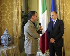 Il presidente del Consiglio, Enrico Letta, intervistato dalla tv greca Alpha TV